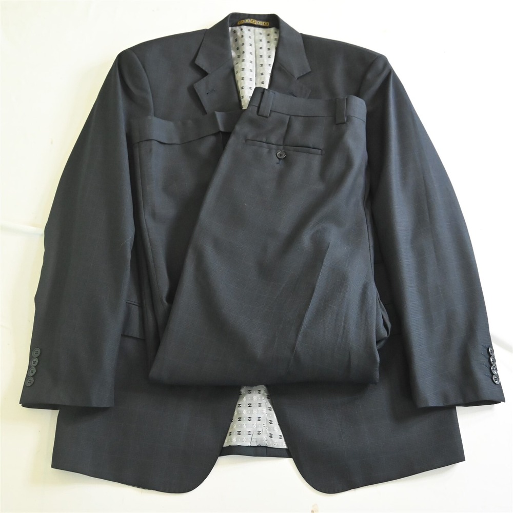 Mecca 42R‎ 36x28 Black Check Super 150s Mens Jacket Pants Suit